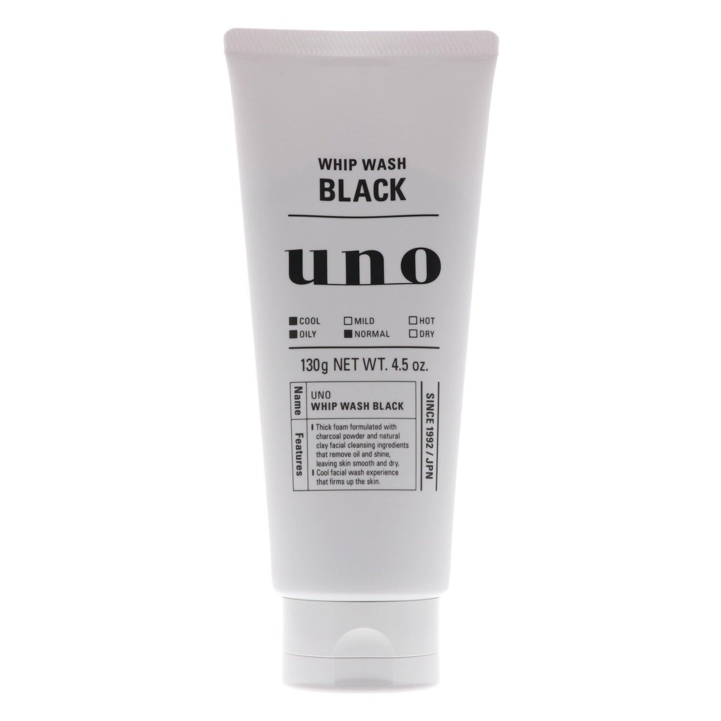 Uno Whip Wash Black Facial Cleanser For Men 4.5 oz